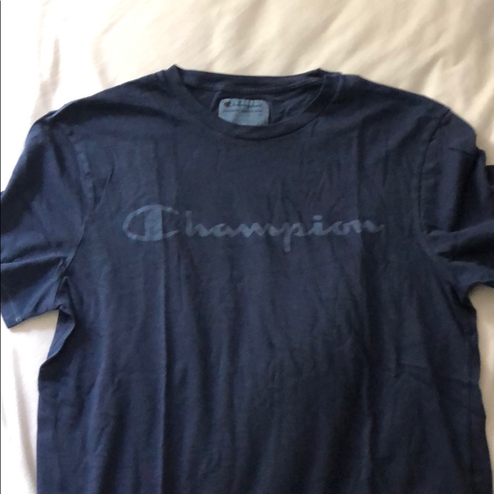 navy blue champion tee